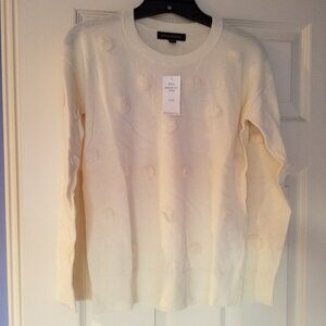 Banana Republic Off White Cotton Ball Sweater